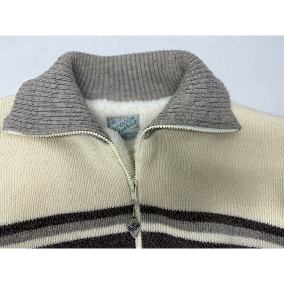 Vintage OUTDOOR EXCHANGE Wool Blend Sherpa Lined Cardigan Sweater Jacket Large - Picture 10 of 13